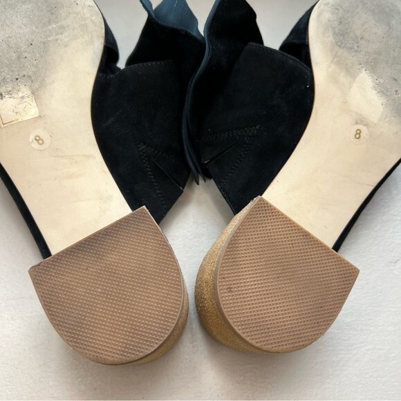 Jeffrey Campbell Black Suede Mule Slip On Shoes w/ Bow & Block Heel Women’s 8 - Picture 15 of 16